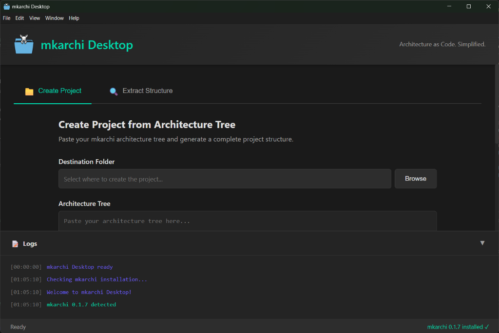 Mkarchi Desktop - Generate Project Architecture Instantly